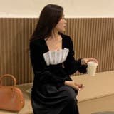 レトロ風スクエアネックプリーツウエスト痩身結婚式ゲスト年末パフスリーブベルベット… | 17kg | 詳細画像26 
