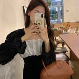 レトロ風スクエアネックプリーツウエスト痩身結婚式ゲスト年末パフスリーブベルベット… | 17kg | 詳細画像5 