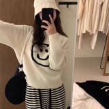 【SHOPLIST限定】韓国風スマイリーフェイスホワイトショートセーター | 17kg | 詳細画像2 