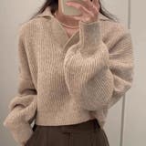 【SHOPLIST限定】セミオープンカラー柔らかい無地ニットセーター | 17kg | 詳細画像1 