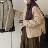 ブラウン | 韓国ファッション オフィスバイカラー切替ノーカラー ダイヤ柄コート | 17kg