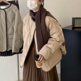 韓国ファッション オフィスバイカラー切替ノーカラー ダイヤ柄コート | 17kg | 詳細画像4