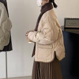 韓国ファッション オフィスバイカラー切替ノーカラー ダイヤ柄コート | 17kg | 詳細画像6