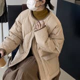 韓国ファッション オフィスバイカラー切替ノーカラー ダイヤ柄コート | 17kg | 詳細画像7
