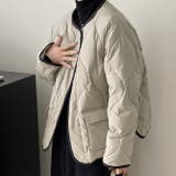 韓国ファッション オフィスバイカラー切替ノーカラー ダイヤ柄コート | 17kg | 詳細画像15