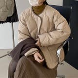 韓国ファッション オフィスバイカラー切替ノーカラー ダイヤ柄コート | 17kg | 詳細画像2