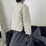 韓国ファッション オフィスバイカラー切替ノーカラー ダイヤ柄コート | 17kg | 詳細画像24