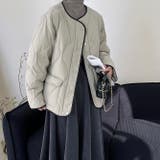 韓国ファッション オフィスバイカラー切替ノーカラー ダイヤ柄コート | 17kg | 詳細画像25