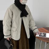 韓国ファッション オフィスバイカラー切替ノーカラー ダイヤ柄コート | 17kg | 詳細画像29