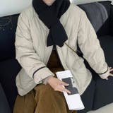 韓国ファッション オフィスバイカラー切替ノーカラー ダイヤ柄コート | 17kg | 詳細画像34
