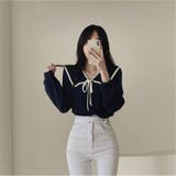 大人のかわいい上品さ リボン襟の肩痩せ見え長袖シャツブラウス | 17kg | 詳細画像11 
