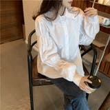 ホワイト | 【SHOPLIST限定】コーデしやすいシャーリングの長袖シャツブラウス | 17kg