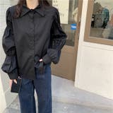 ブラック | 【SHOPLIST限定】コーデしやすいシャーリングの長袖シャツブラウス | 17kg