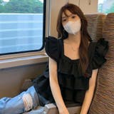 ユニークで甘美な！リボン付きショートベビードールエッジ露肩ブラウス | 17kg | 詳細画像10 