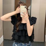 ユニークで甘美な！リボン付きショートベビードールエッジ露肩ブラウス | 17kg | 詳細画像2 