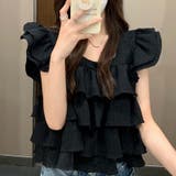 ユニークで甘美な！リボン付きショートベビードールエッジ露肩ブラウス | 17kg | 詳細画像7 