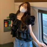 ユニークで甘美な！リボン付きショートベビードールエッジ露肩ブラウス | 17kg | 詳細画像9 