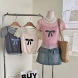 清潔感あふれる！無地の上品な丸首ニット+リボン柄キャミソールの2点セット | 17kg | 詳細画像11 