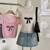 清潔感あふれる！無地の上品な丸首ニット+リボン柄キャミソールの2点セット | 17kg | 詳細画像12 