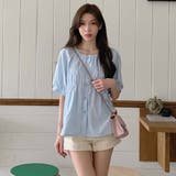 【SHOPLIST限定】夏の大きいサイズ半袖シャツ 丸首パフスリーブ | 17kg | 詳細画像27 