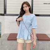 【SHOPLIST限定】夏の大きいサイズ半袖シャツ 丸首パフスリーブ | 17kg | 詳細画像34 