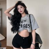 かっこいくて!レター植毛プリントパールルーズミドル丈半袖Tシャツ | 17kg | 詳細画像4 