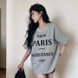 かっこいくて!レター植毛プリントパールルーズミドル丈半袖Tシャツ | 17kg | 詳細画像6 