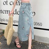 【SHOPLIST限定】独自の雰囲気を演出。刺繍デニムスカート。ラインストーン装… | 17kg | 詳細画像1 