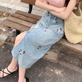 【SHOPLIST限定】独自の雰囲気を演出。刺繍デニムスカート。ラインストーン装… | 17kg | 詳細画像4 