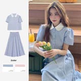 韓国ファッションの甘美な。ドール襟シャツ+ハーフスカートの2点セット | 17kg | 詳細画像1
