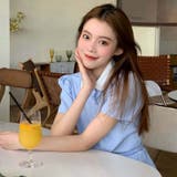 韓国ファッションの甘美な。ドール襟シャツ+ハーフスカートの2点セット | 17kg | 詳細画像6