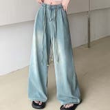 スリム効果のある！ドローストリング付きデニムワイドパンツ | 17kg | 詳細画像1 