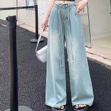 スリム効果のある！ドローストリング付きデニムワイドパンツ | 17kg | 詳細画像10 