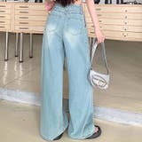 スリム効果のある！ドローストリング付きデニムワイドパンツ | 17kg | 詳細画像3 