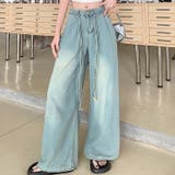 スリム効果のある！ドローストリング付きデニムワイドパンツ | 17kg | 詳細画像6 