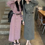 スマートに着こなせロングスリーブデニムワンピースベルト付き | 17kg | 詳細画像1 