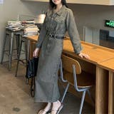 スマートに着こなせロングスリーブデニムワンピースベルト付き | 17kg | 詳細画像4 