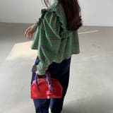 可愛らしい大人スタイルグリーンチェックのスリーブシャツ | 17kg | 詳細画像9 