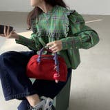 可愛らしい大人スタイルグリーンチェックのスリーブシャツ | 17kg | 詳細画像3 