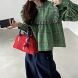可愛らしい大人スタイルグリーンチェックのスリーブシャツ | 17kg | 詳細画像18 