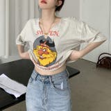 夏のスタイルを彩るVネック半袖Tシャツプリント柄 | 17kg | 詳細画像3 