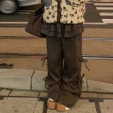 レースフリル裾＆タイアップデザイン!ストレッチ素材のゆったりワイドパンツ | 17kg | 詳細画像3 