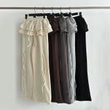 レースフリル裾＆タイアップデザイン!ストレッチ素材のゆったりワイドパンツ | 17kg | 詳細画像4 