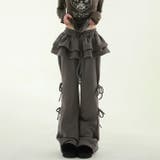 レースフリル裾＆タイアップデザイン!ストレッチ素材のゆったりワイドパンツ | 17kg | 詳細画像5 