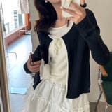 ブラック | 重ね着の楽しさとスタイリッシュ。フェイクツーピースニットカーディガン | 17kg