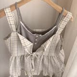 甘くてクールな。チェック レイヤード 前後両用 ベスト ストラップトップス | 17kg | 詳細画像5 
