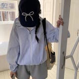 スイートなリボン刺繍入りストライプフード付きUVカットコート | 17kg | 詳細画像9