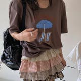 ブラウンTシャツ | プリントTシャツ+デザイン感あふれるティアードスカート | 17kg