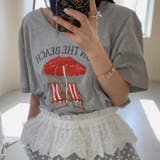 グレーTシャツ | プリントTシャツ+デザイン感あふれるティアードスカート | 17kg