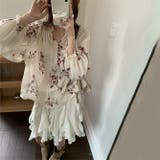 フリル付き花柄ルーズブラウスシャツ+フリル不規則デザインスカート 2点セット | 17kg | 詳細画像6